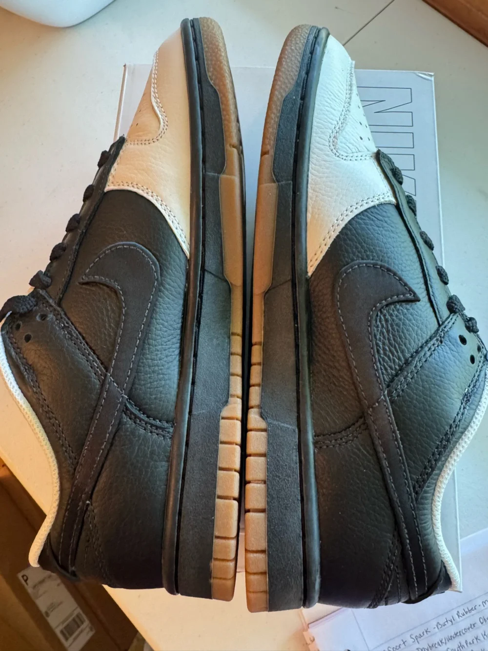 Nike ID Dunk Low, Black/White Gum. Size 8M/9.5W. Brand New/Tried-on.